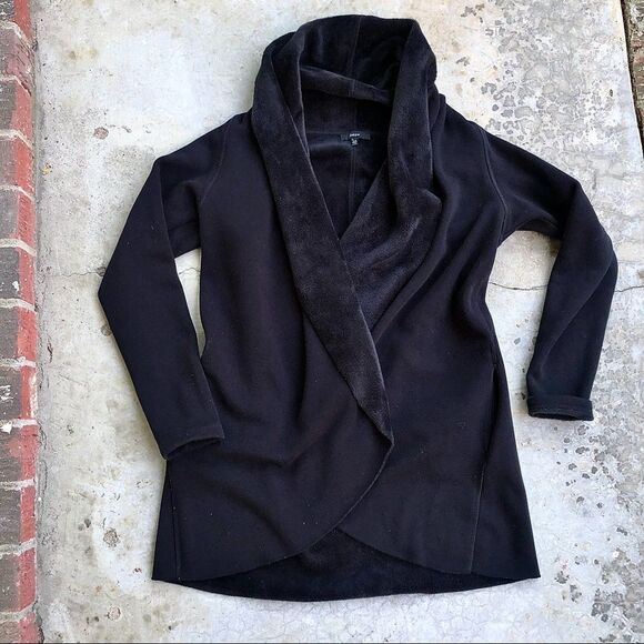 Drew Morrison Cozy Cardigan Fleece Lined Jacket Black shawl collar XS - Picture 3 of 7
